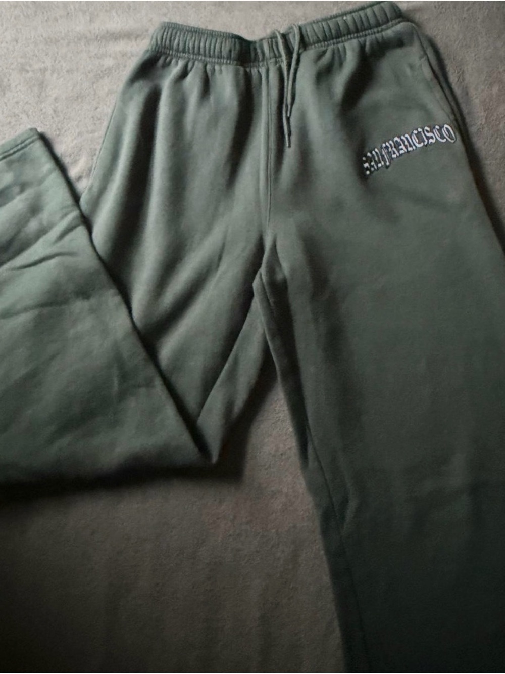 refuge Olive Green 'San Francisco' Logo Joggers